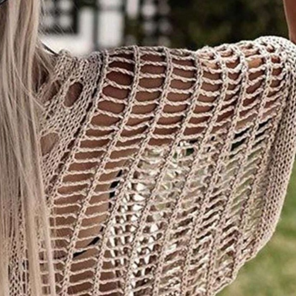 Boho Crochet Batwing Sleeve Knit Top - Picture 3 of 4